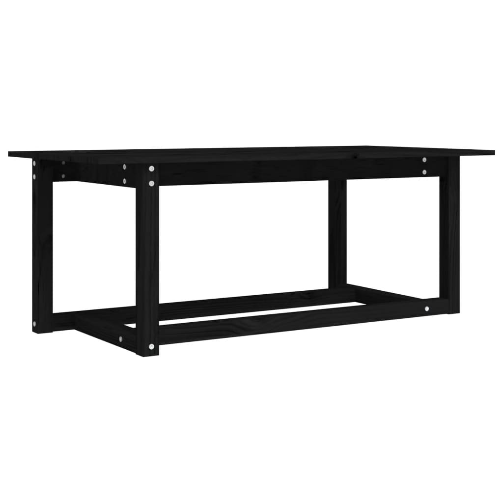 Tavolino da Salotto Nero 110x55x45 cm Legno Massello di Pino 822171