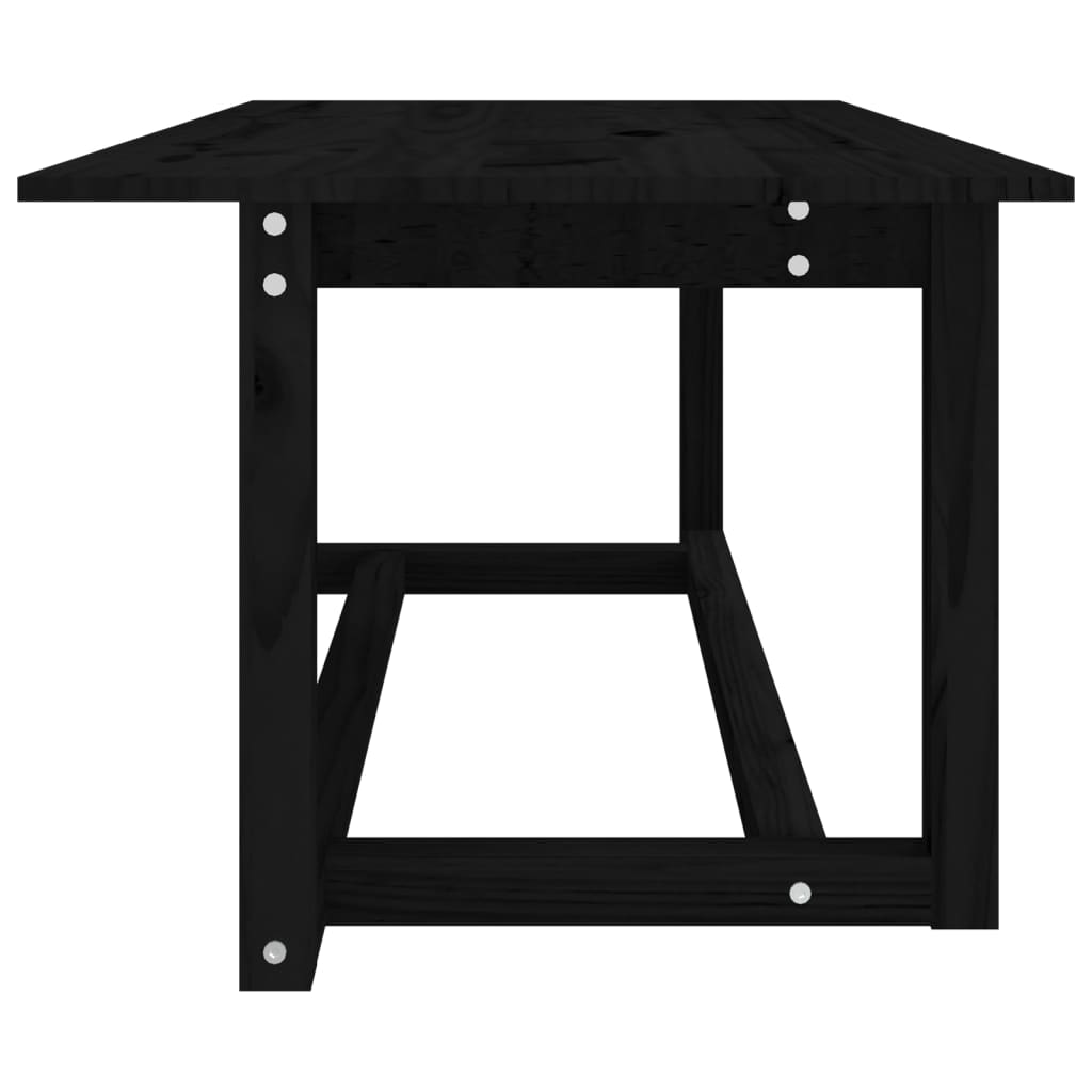 Tavolino da Salotto Nero 110x55x45 cm Legno Massello di Pino 822171