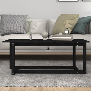 Tavolino da Salotto Nero 110x55x45 cm Legno Massello di Pino 822171