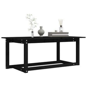 Tavolino da Salotto Nero 110x55x45 cm Legno Massello di Pino 822171