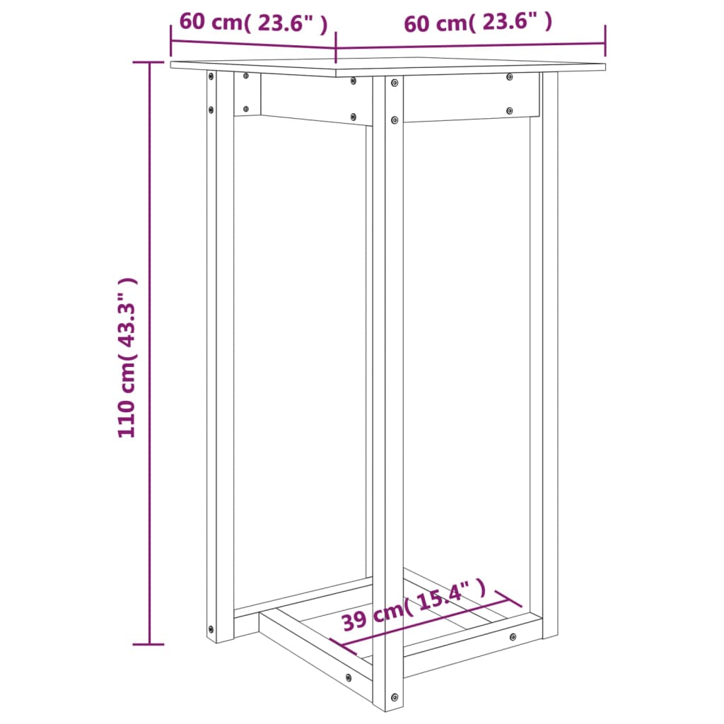 Tavolo da Bar Grigio 60x60x110 cm in Legno Massello di Pino cod mxl 18537