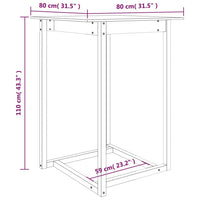 Tavolo da Bar Grigio 80x80x110 cm in Legno Massello di Pino