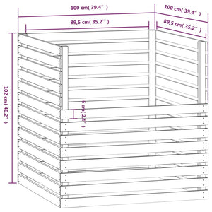 Compostiera Bianca 100x100x102 cm in Legno Massello di Pino 822193