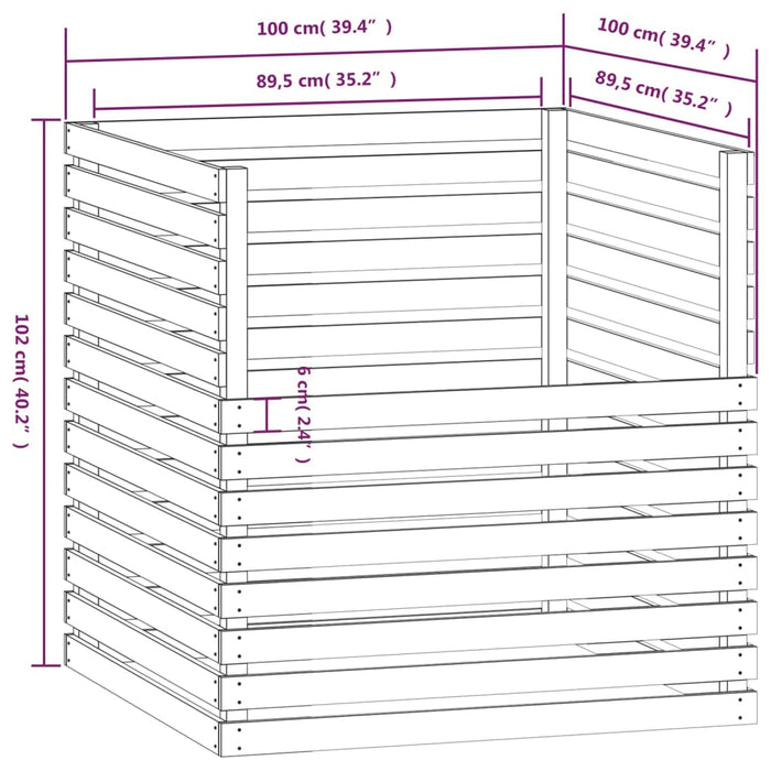 Compostiera Bianca 100x100x102 cm in Legno Massello di Pino 822193