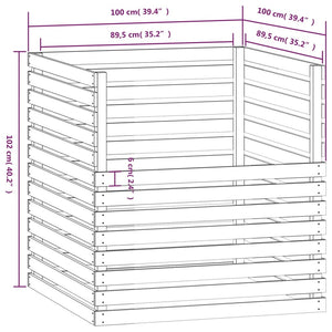 Compostiera Grigia 100x100x102 cm in Legno Massello di Pino 822194