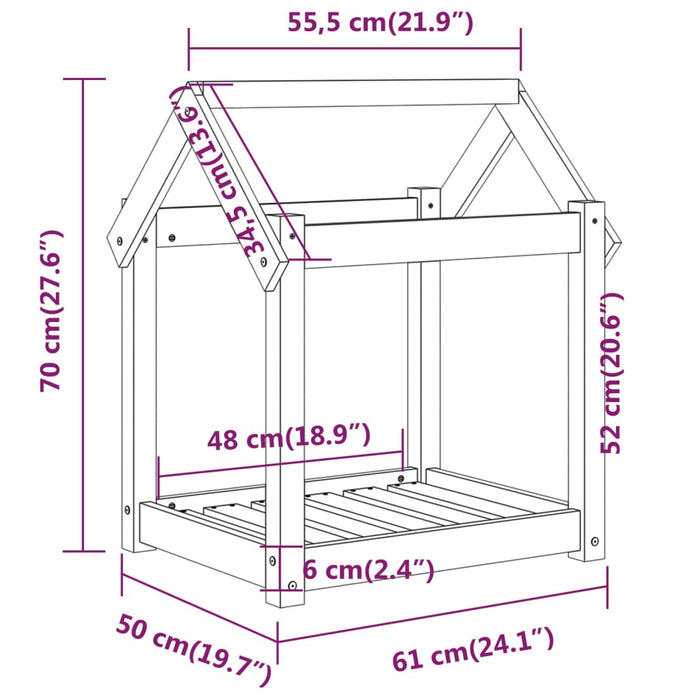 Cuccia per Cani 61x50x70 cm in Legno Massello di Pino