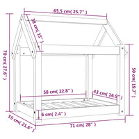 Cuccia per Cani Grigia 71x55x70 cm in Legno Massello di Pino