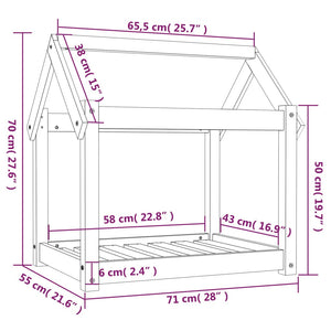 Cuccia per Cani Grigia 71x55x70 cm in Legno Massello di Pino