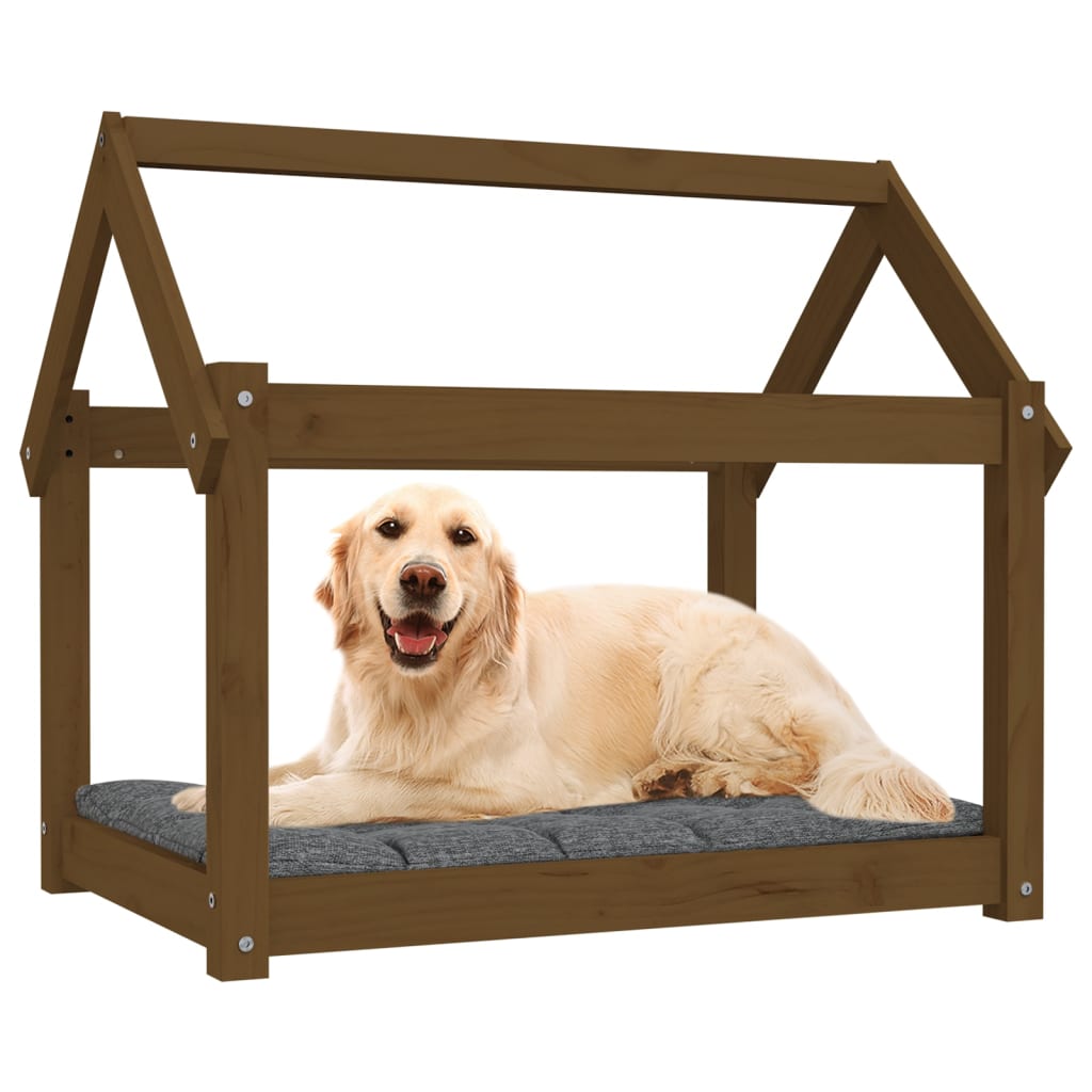 Cuccia per Cani Miele 81x60x70 cm in Legno Massello di Pino