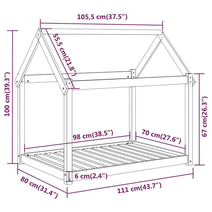 Cuccia per Cani Miele 111x80x100 cm in Legno Massello di Pino cod 9522