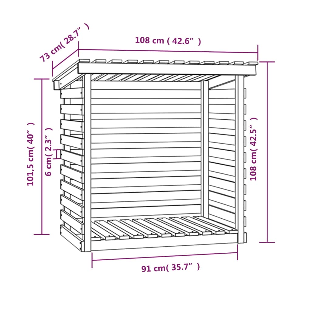 Portalegna 108x73x108 cm in Legno Massello di Pino 822222