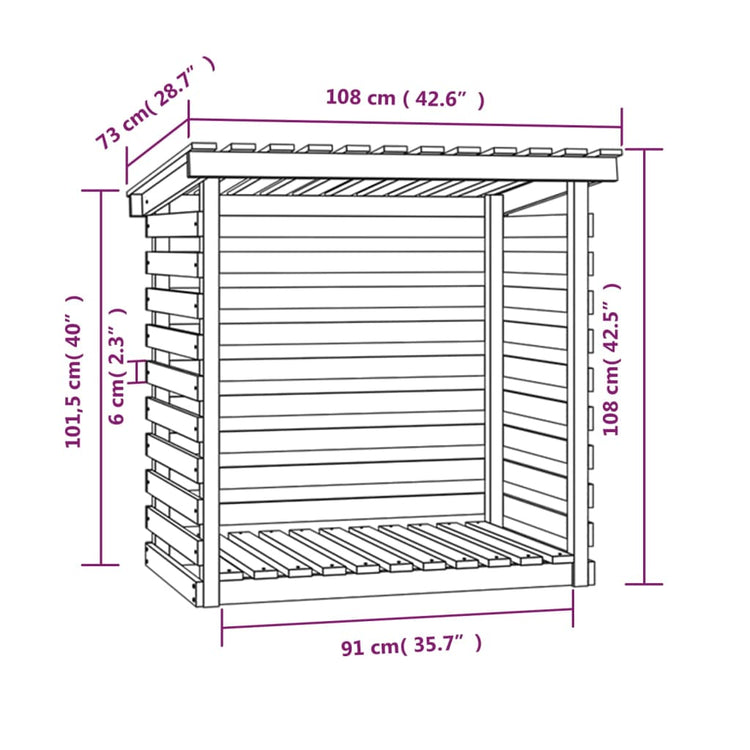 Portalegna 108x73x108 cm in Legno Massello di Pino 822222