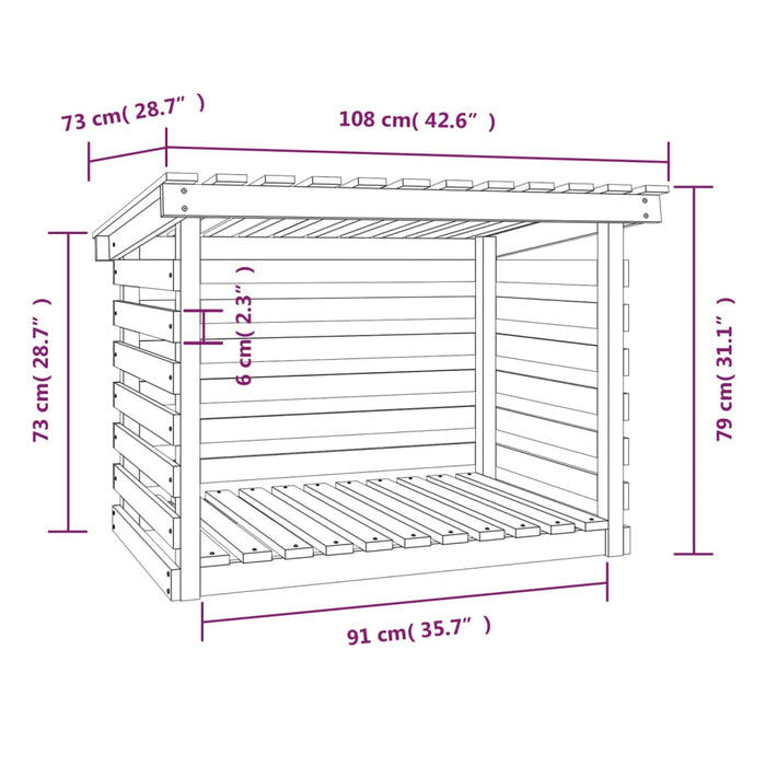 Portalegna Miele 108x73x79 cm in Legno Massello di Pino cod mxl 62492