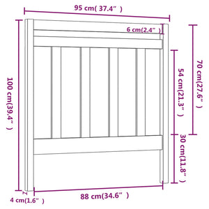 Testiera per Letto Grigia 95x4x100 cm in Legno Massello di Pino cod mxl 33876