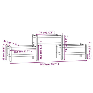 Fioriera Bianca 245,5x44x75 cm in Legno Massello di Pino cod mxl 66656