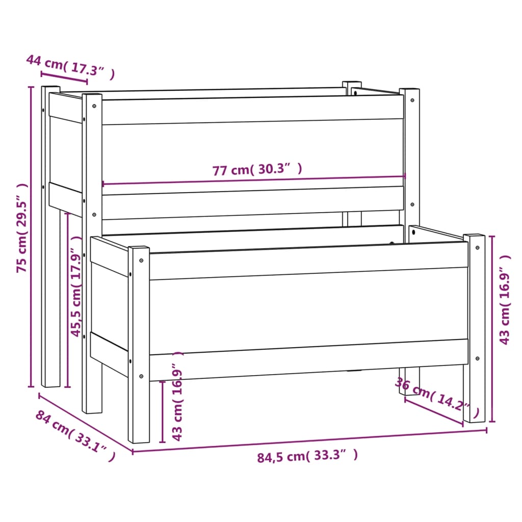 Fioriera Miele 84,5x84x75 cm in Legno Massello di Pino