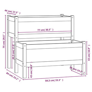 Fioriera Nera 84,5x84x75 cm in Legno Massello di Pino