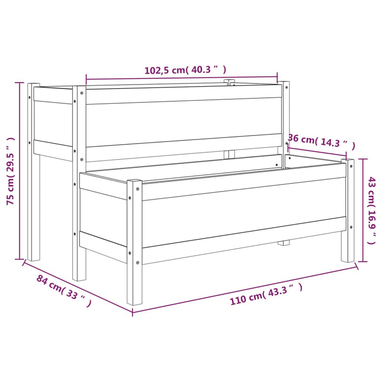 Fioriera Bianca 110x84x75 cm in Legno Massello di Pino cod mxl 66822