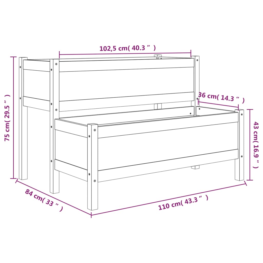 Fioriera Bianca 110x84x75 cm in Legno Massello di Pino 822263