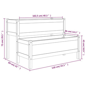 Fioriera Bianca 110x84x75 cm in Legno Massello di Pino 822263