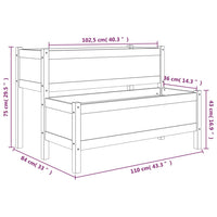 Fioriera Nera 110x84x75 cm in Legno Massello di Pino cod mxl 66606