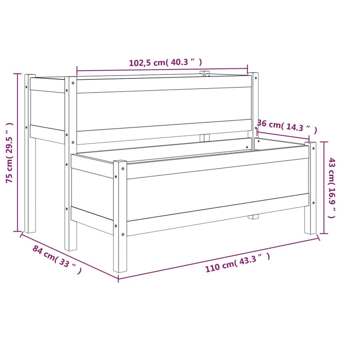 Fioriera Nera 110x84x75 cm in Legno Massello di Pino cod mxl 66606