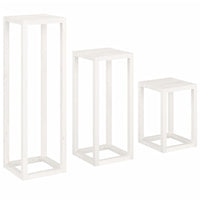 Set Supporti per Piante 3 pz Bianco in Legno Massello di Pino 822268