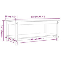 Tavolino da Salotto 110x55x45 cm Legno Massello di Pino cod mxl 16797