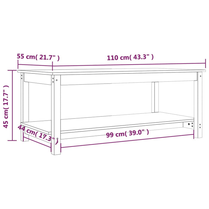 Tavolino da Salotto Grigio 110x55x45 cm Legno Massello di Pino cod mxl 5775