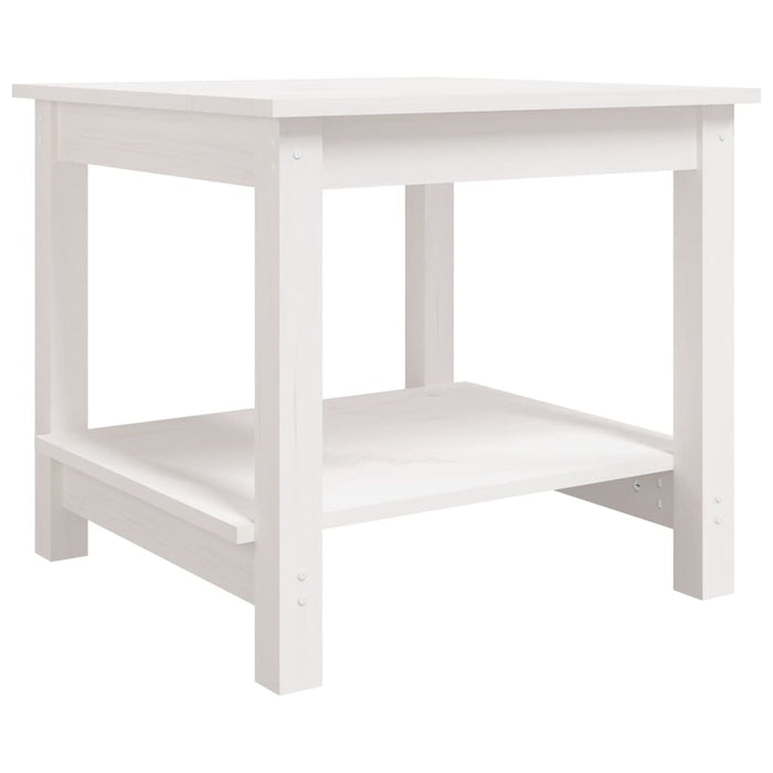 Tavolino da Salotto Bianco 50x50x45 cm Legno Massello di Pino 822278