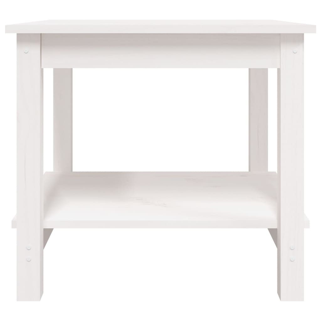 Tavolino da Salotto Bianco 50x50x45 cm Legno Massello di Pino 822278