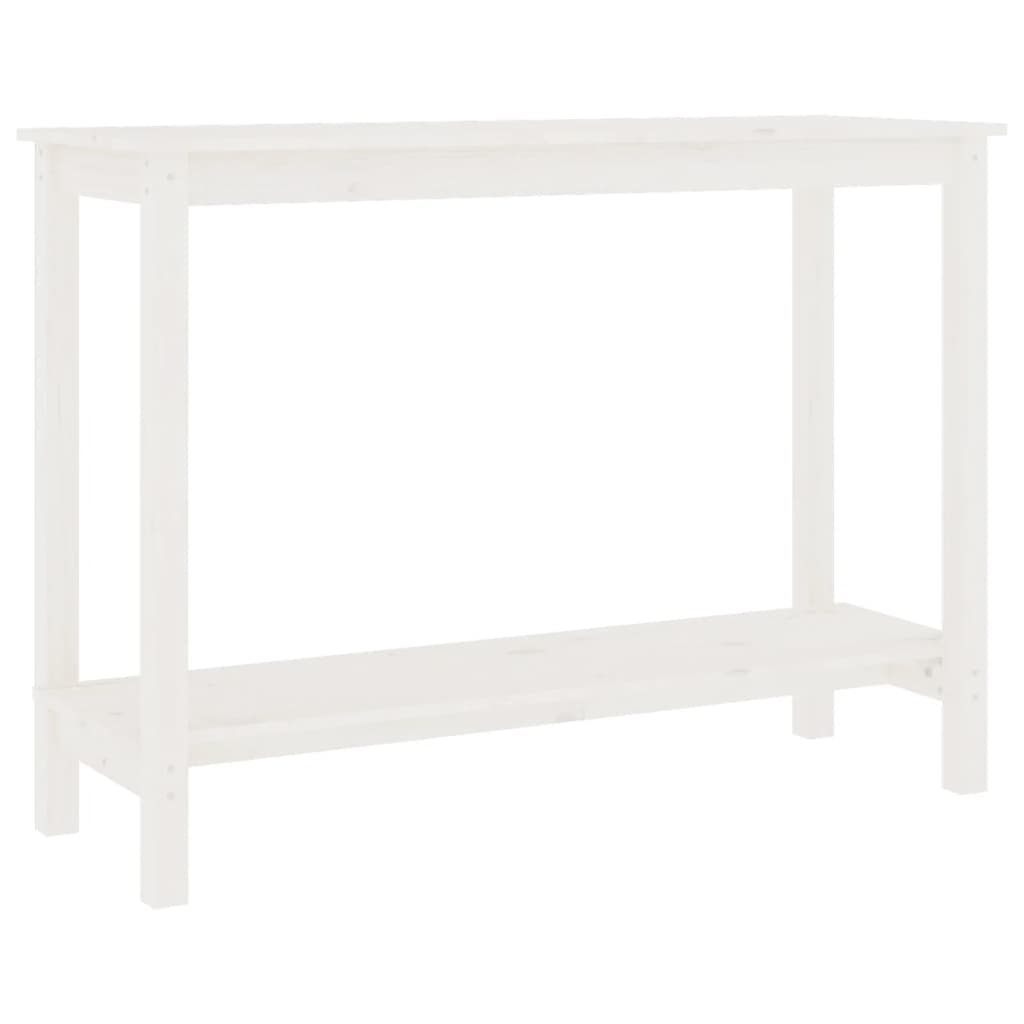 Tavolo Consolle Bianco 110x40x80 cm in Legno Massello di Pino 822283