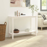 Tavolo Consolle Bianco 110x40x80 cm in Legno Massello di Pino 822283