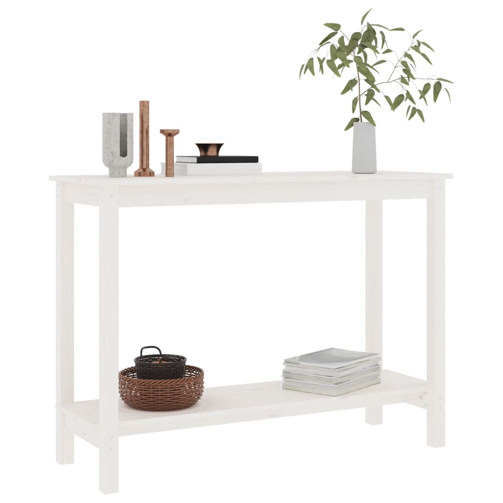 Tavolo Consolle Bianco 110x40x80 cm in Legno Massello di Pino 822283