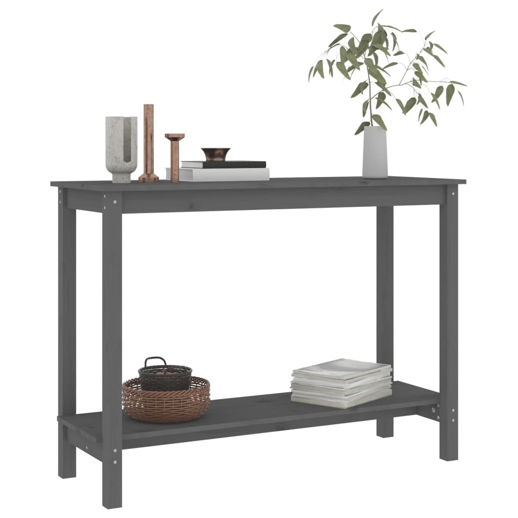 Tavolo Consolle Grigio 110x40x80 cm in Legno Massello di Pino 822284