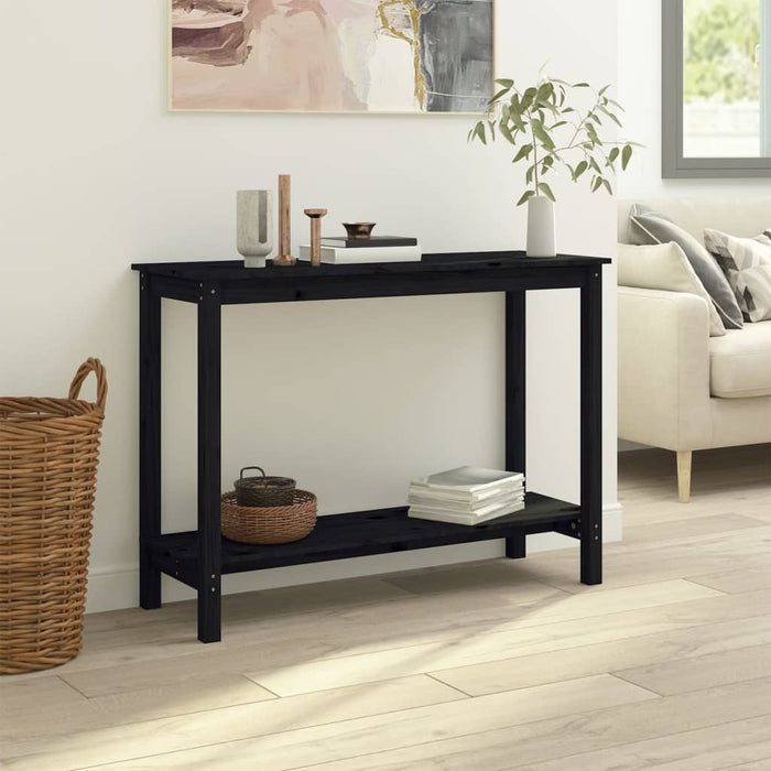 Tavolo Consolle Nero 110x40x80 cm in Legno Massello di Pino 822286