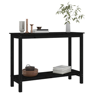 Tavolo Consolle Nero 110x40x80 cm in Legno Massello di Pino 822286