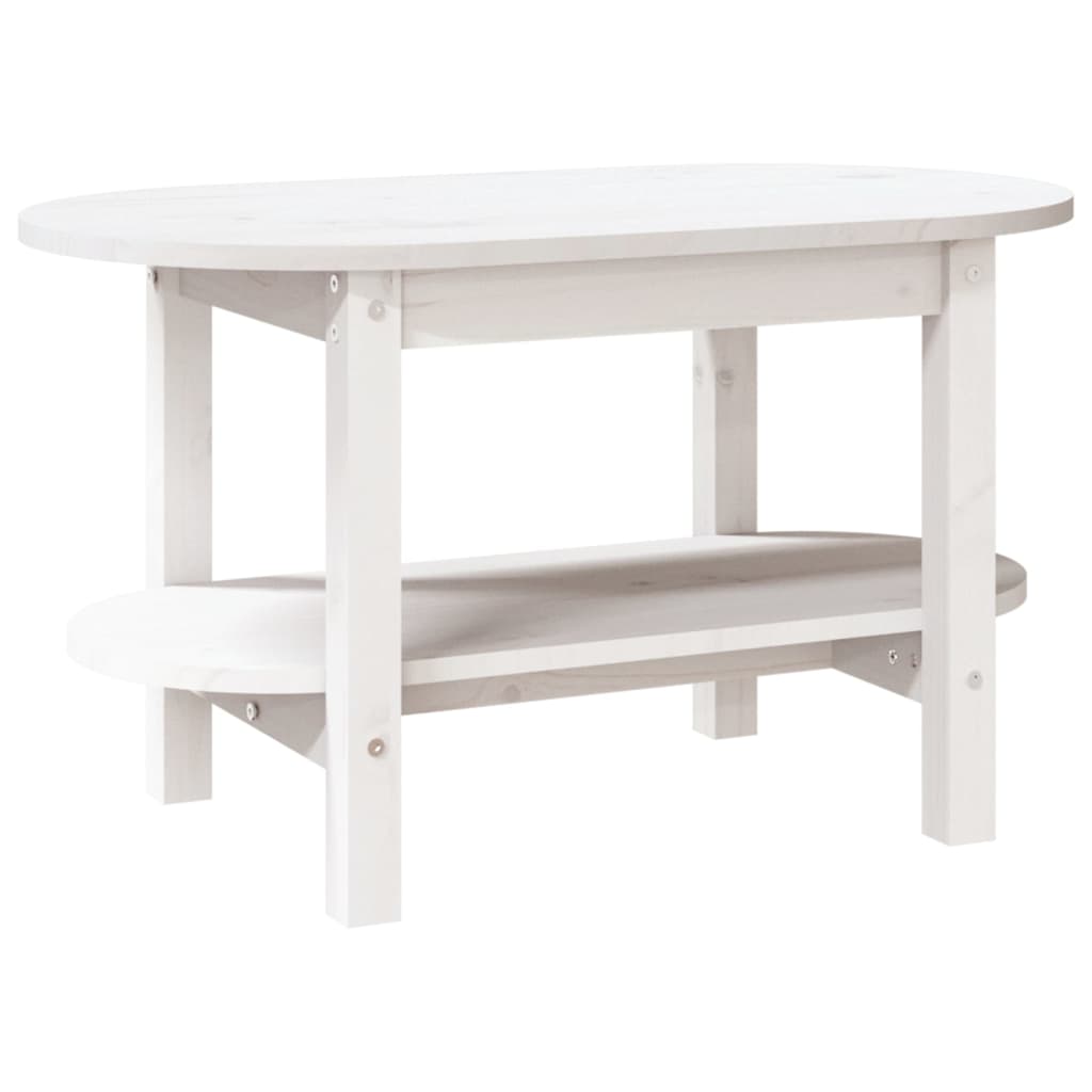 Tavolino da Salotto Bianco 80x45x45cm in Legno Massello di Pino 822293