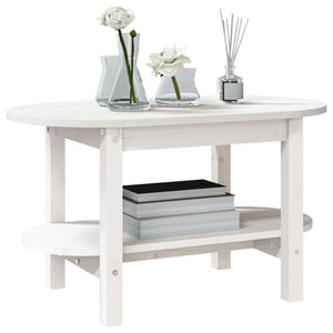 Tavolino da Salotto Bianco 80x45x45cm in Legno Massello di Pino 822293