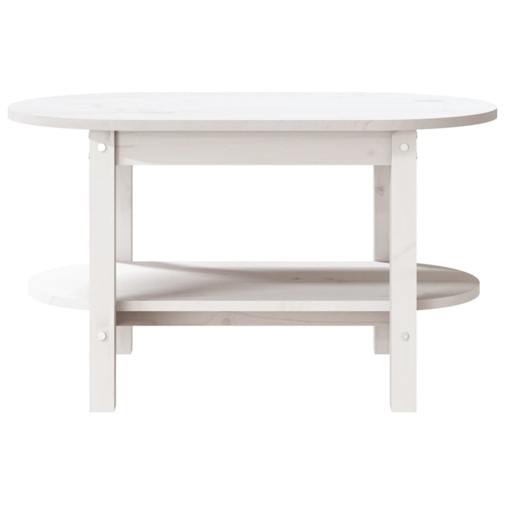 Tavolino da Salotto Bianco 80x45x45cm in Legno Massello di Pino 822293