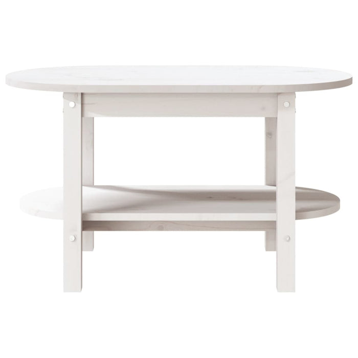 Tavolino da Salotto Bianco 80x45x45cm in Legno Massello di Pino 822293