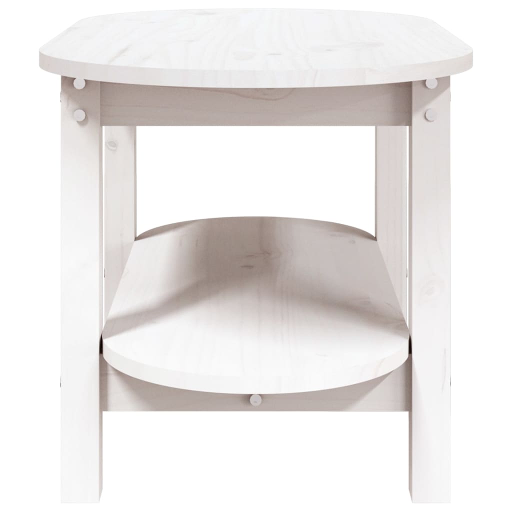 Tavolino da Salotto Bianco 80x45x45cm in Legno Massello di Pino 822293