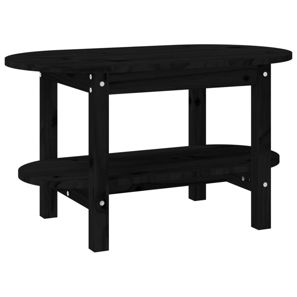 Tavolino da Salotto Nero 80x45x45 cm in Legno Massello di Pino cod mxl 20715