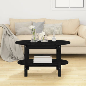 Tavolino da Salotto Nero 80x45x45 cm in Legno Massello di Pino 822296