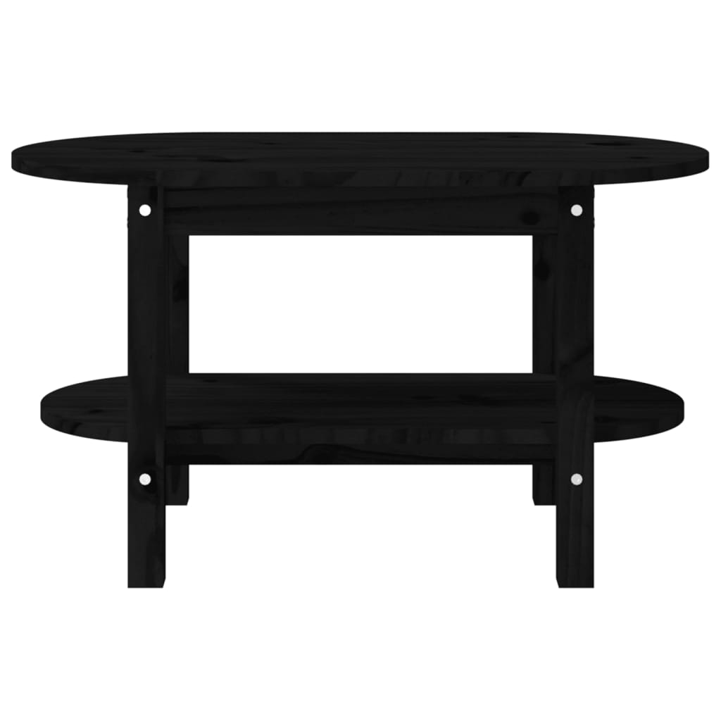 Tavolino da Salotto Nero 80x45x45 cm in Legno Massello di Pino cod mxl 20715