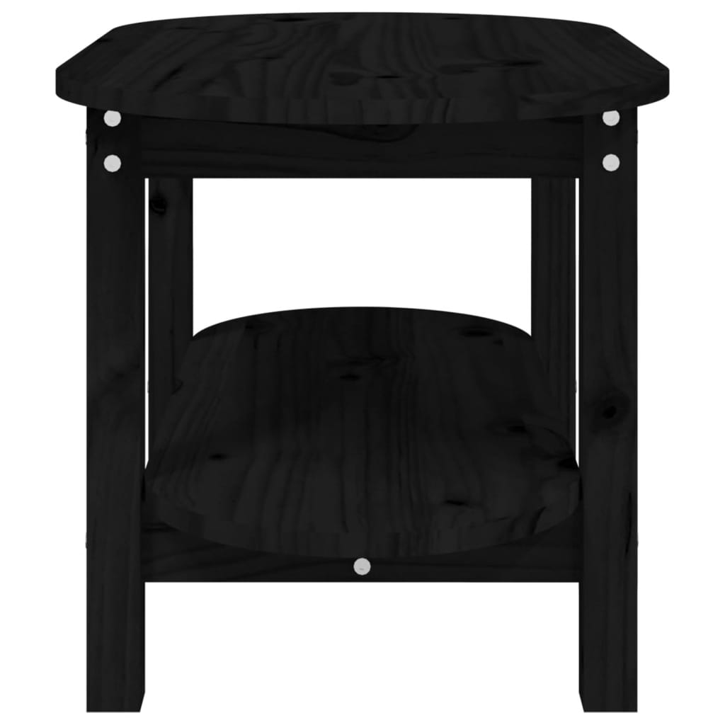 Tavolino da Salotto Nero 80x45x45 cm in Legno Massello di Pino cod mxl 20715