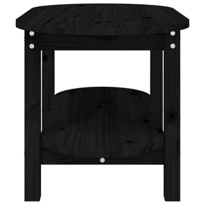 Tavolino da Salotto Nero 80x45x45 cm in Legno Massello di Pino cod mxl 20715