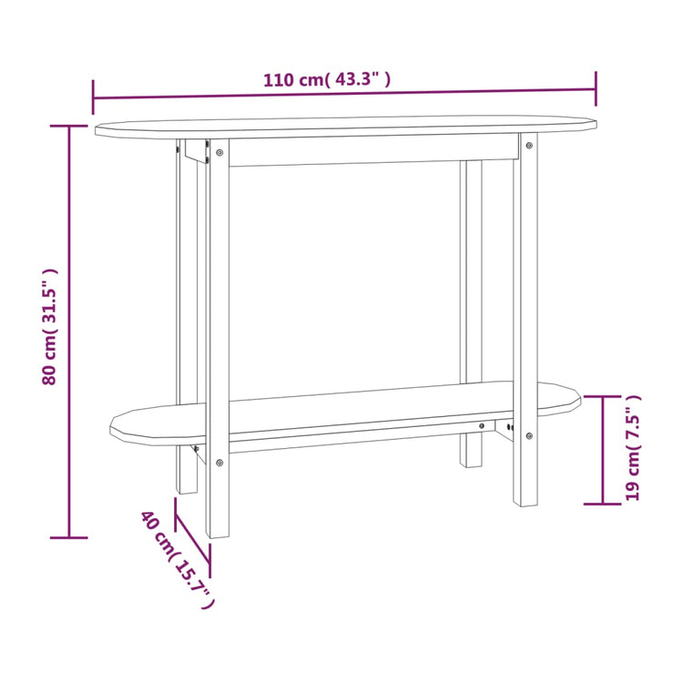 Tavolo Consolle 110x40x80 cm in Legno Massello di Pino 822297