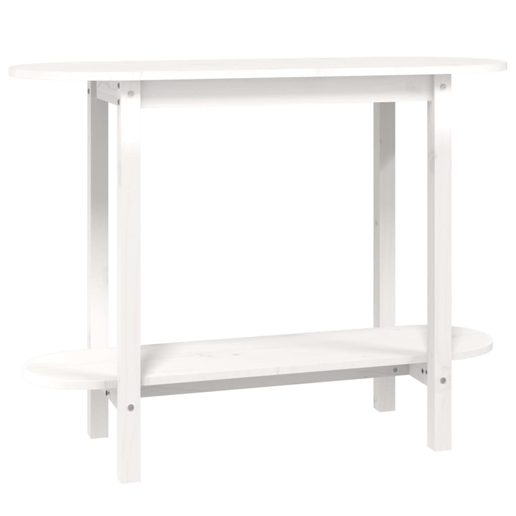 Tavolo Consolle Bianco 110x40x80 cm in Legno Massello di Pino 822298