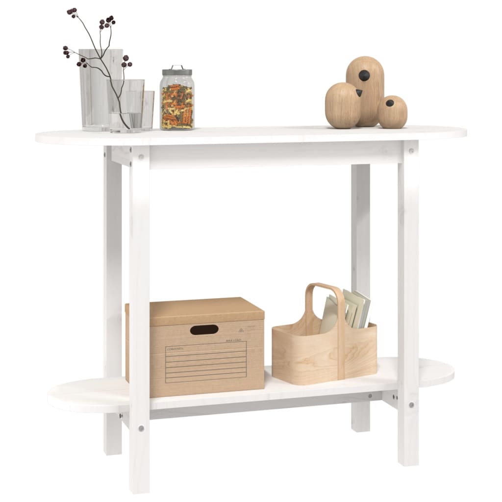 Tavolo Consolle Bianco 110x40x80 cm in Legno Massello di Pino cod mxl 19903